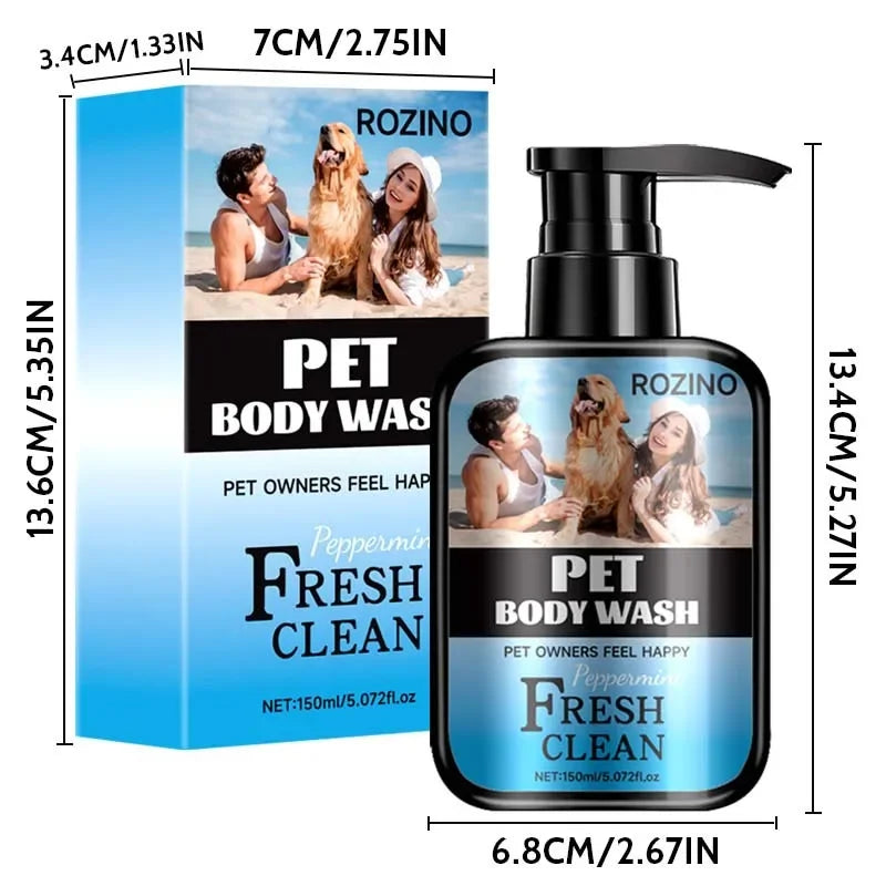 Cat & Dog Shower Gel Shampoo – 150ml Cleaning & Deodorizing Formula | Itch Relief, Mite Removal, Long-Lasting Fragrance