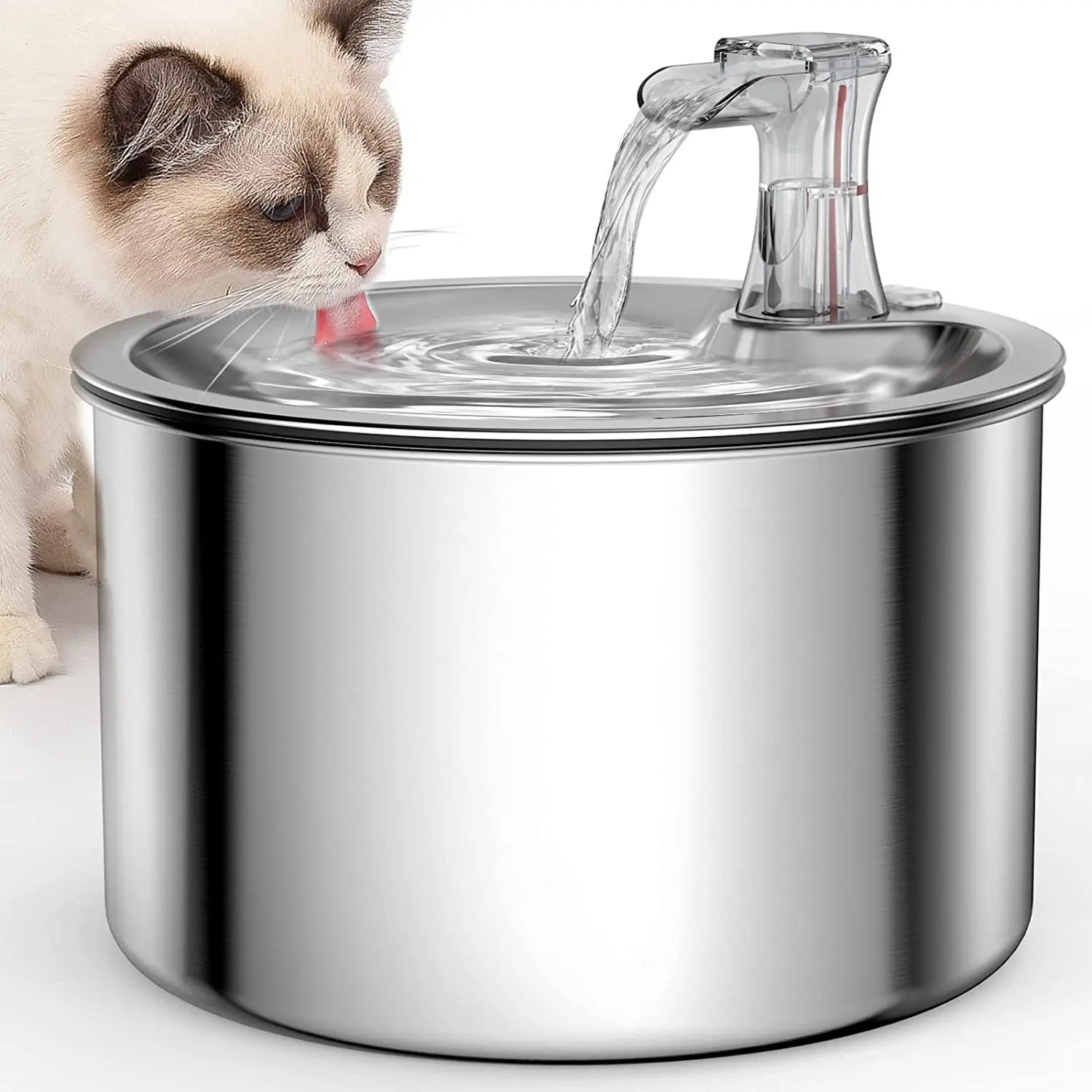 2L Stainless Steel Automatic Pet Water Fountain – Cat & Dog Water Dispenser with Optional Motion Sensor & Heater