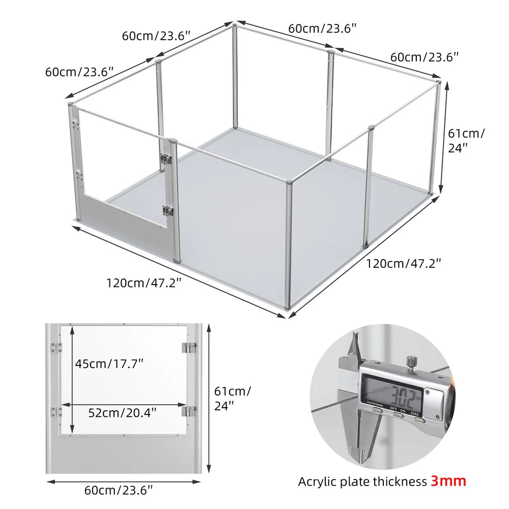 Extra-Large Acrylic Dog Playpen – Transparent Pet Enclosure with Waterproof Whelping Pad for Dogs, Bunnies, Ferrets & Small Animals