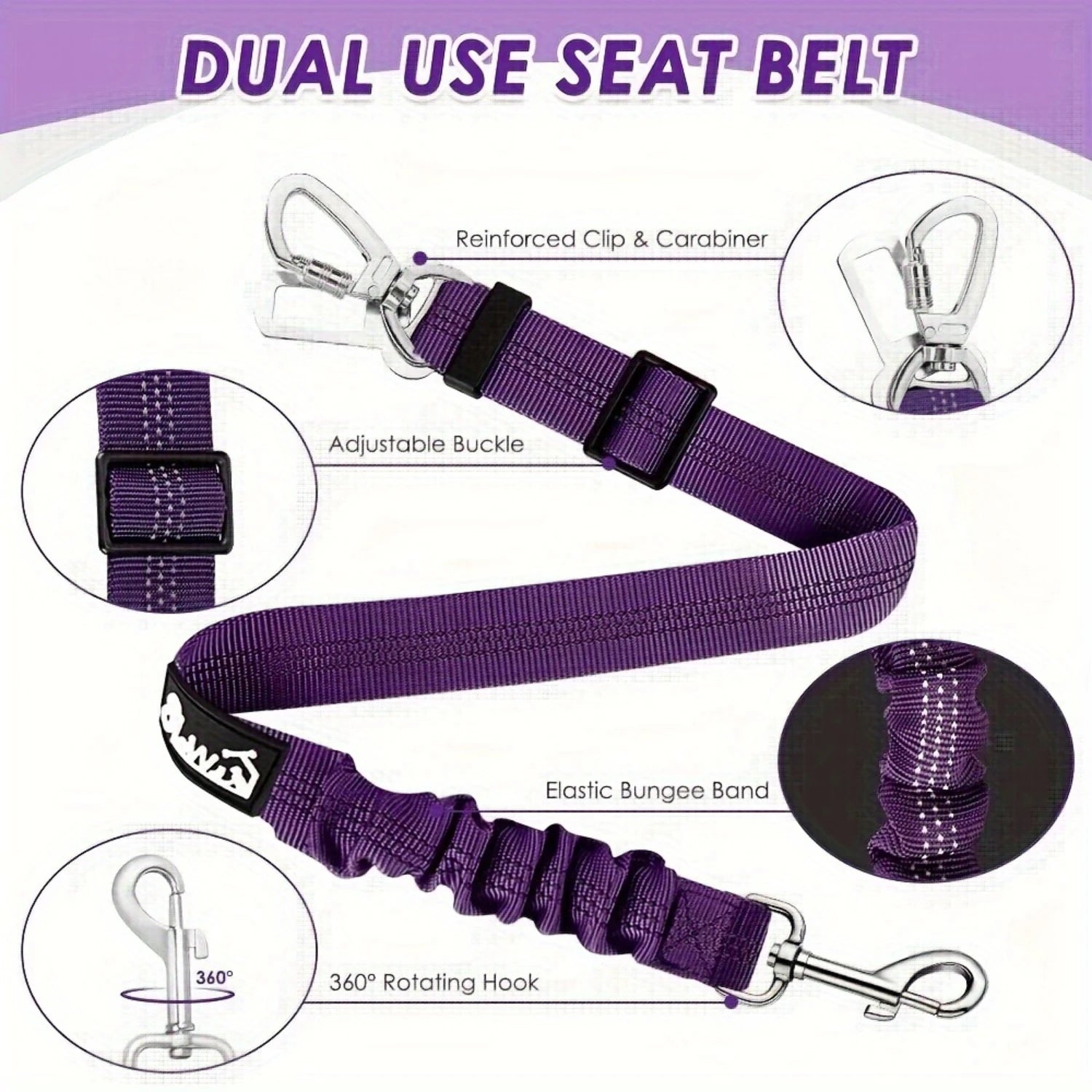 Dog Car Safety Harness Set – Adjustable Breathable Vest with Vehicle Seatbelt Connector for Travel Protection