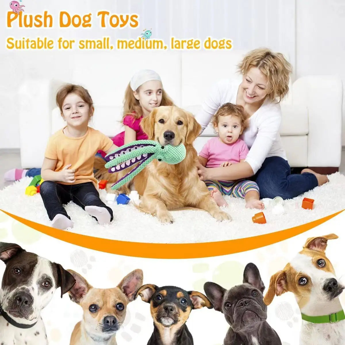 Plush Octopus Dog Toy – Interactive Squeaky Companion Toy for Small & Large Dogs, Anti-Demolition Chew & Boredom Relief