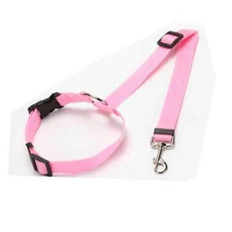 Two-in-One Solid Color Pet Car Seat Belt & Leash – Adjustable Nylon Safety Lead for Dogs