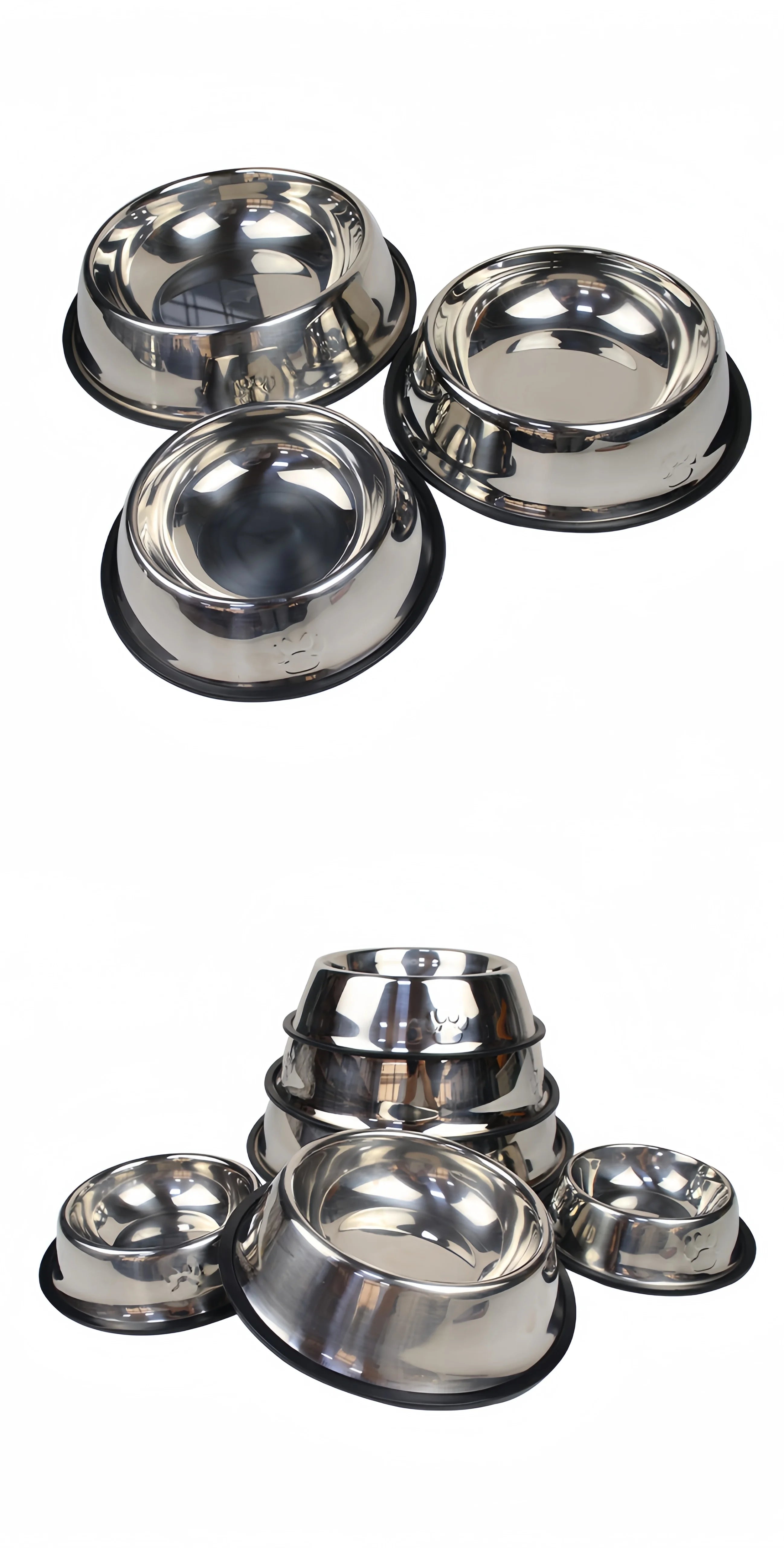 Stainless Steel Pet Bowl – Durable Feeding & Water Dish for Dogs & Cats (6 Sizes)