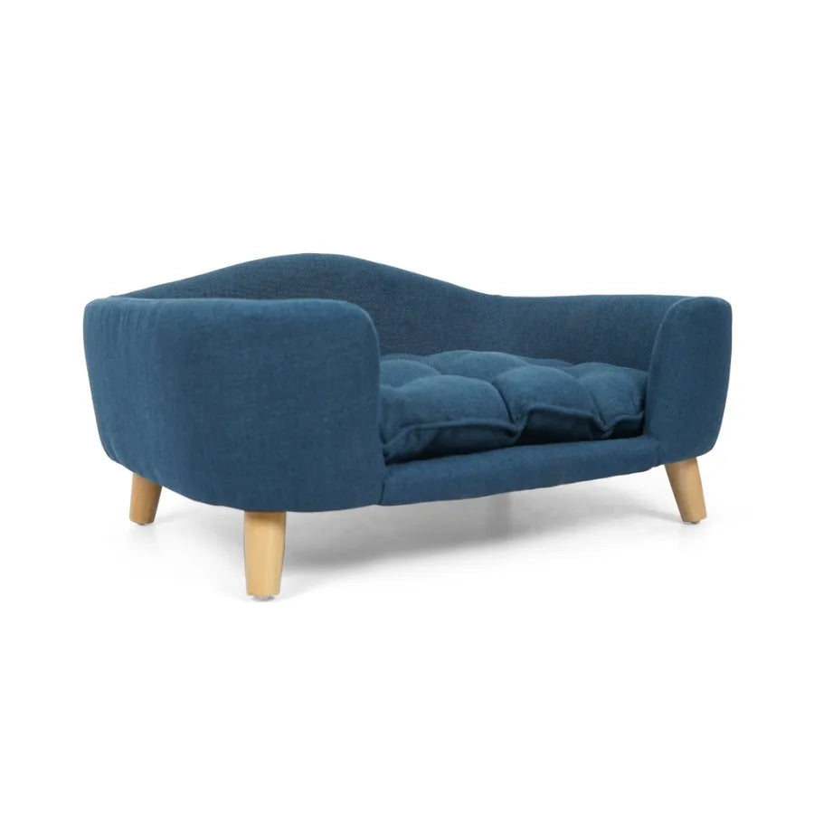 2025 Dog Bed – Light Blue Raised Sofa-Style Pet Bed, Classic Upholstered Design, 30.25" x 21.75" x 14"
