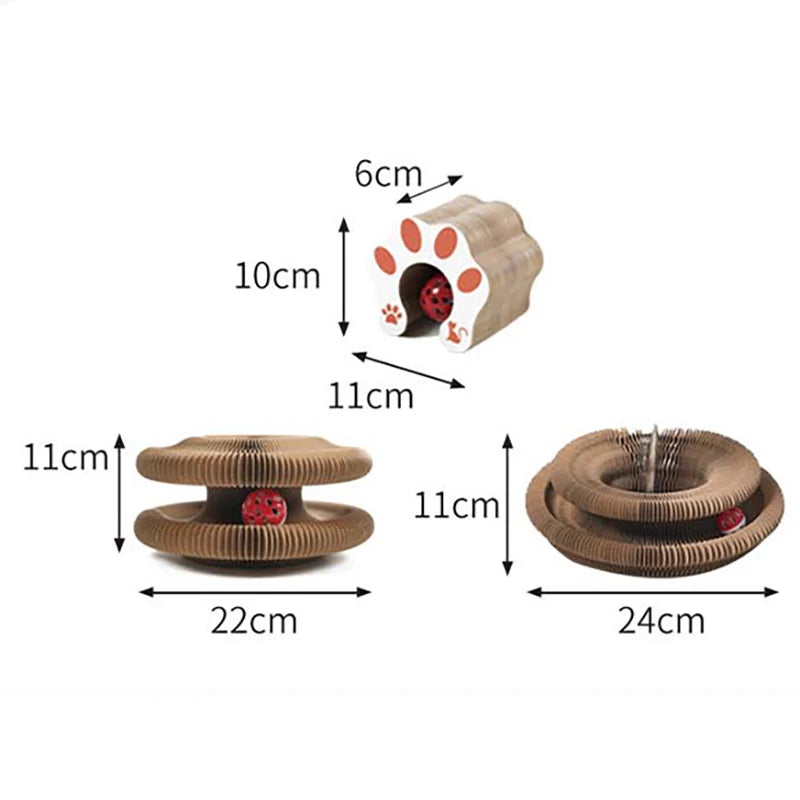 Magic Cat Scratch Organ Board – Round Corrugated Cat Scratching Toy with Ball Track | Claw Grinding & Interactive Play for Kittens and Cats