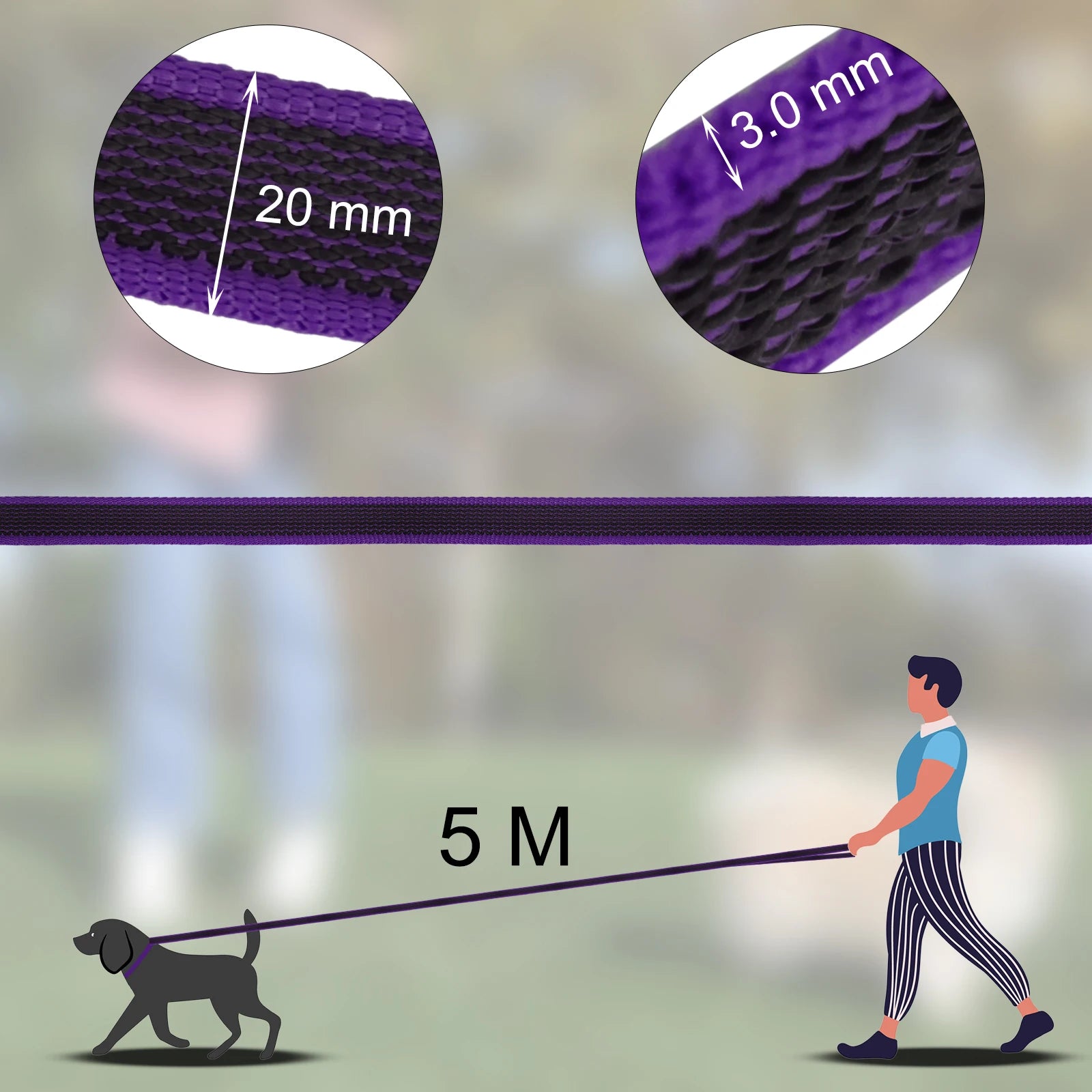 Latex Silk Long Dog Training Leash – 1.5M / 2M / 3M / 5M / 10M / 15M Options – Dual-Color Lead for Small & Medium Dogs