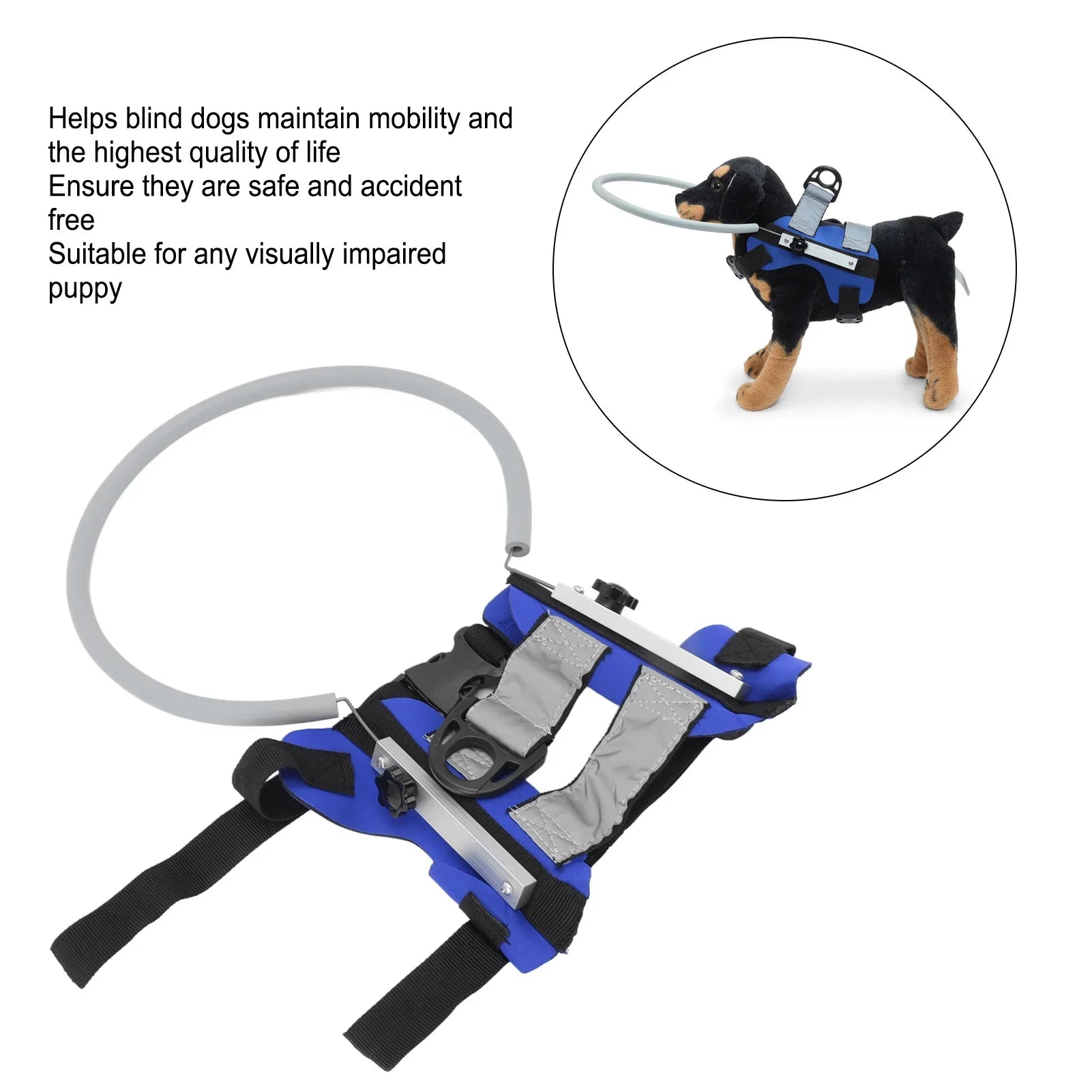 Pet Blind Halo Harness – Lightweight Collision-Avoidance Device with Reflective Strips for Visually Impaired Dogs & Cats