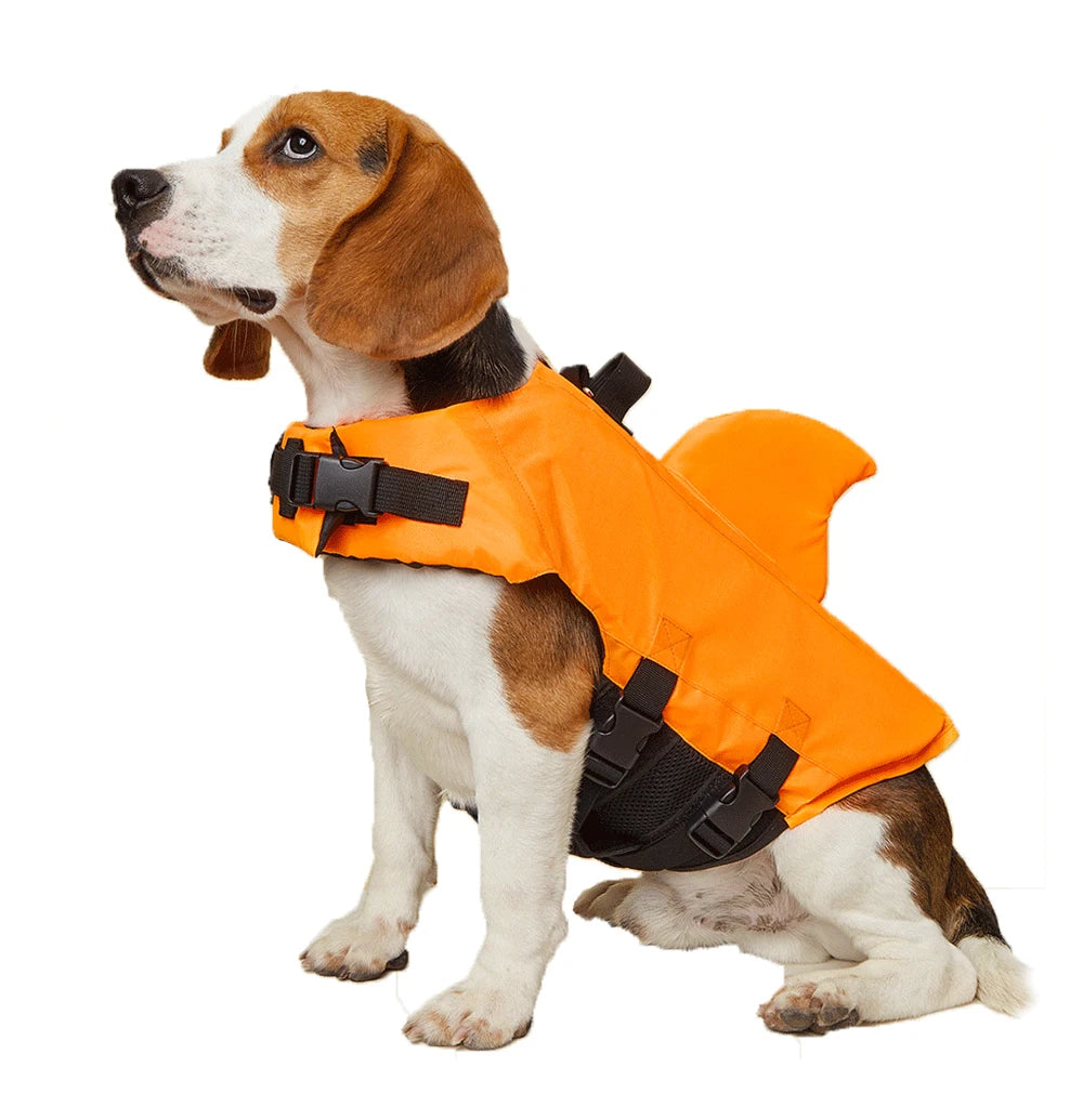 Shark Dog Life Jacket – Enhanced Buoyancy Safety Vest with Handle for Small, Medium & Large Dogs