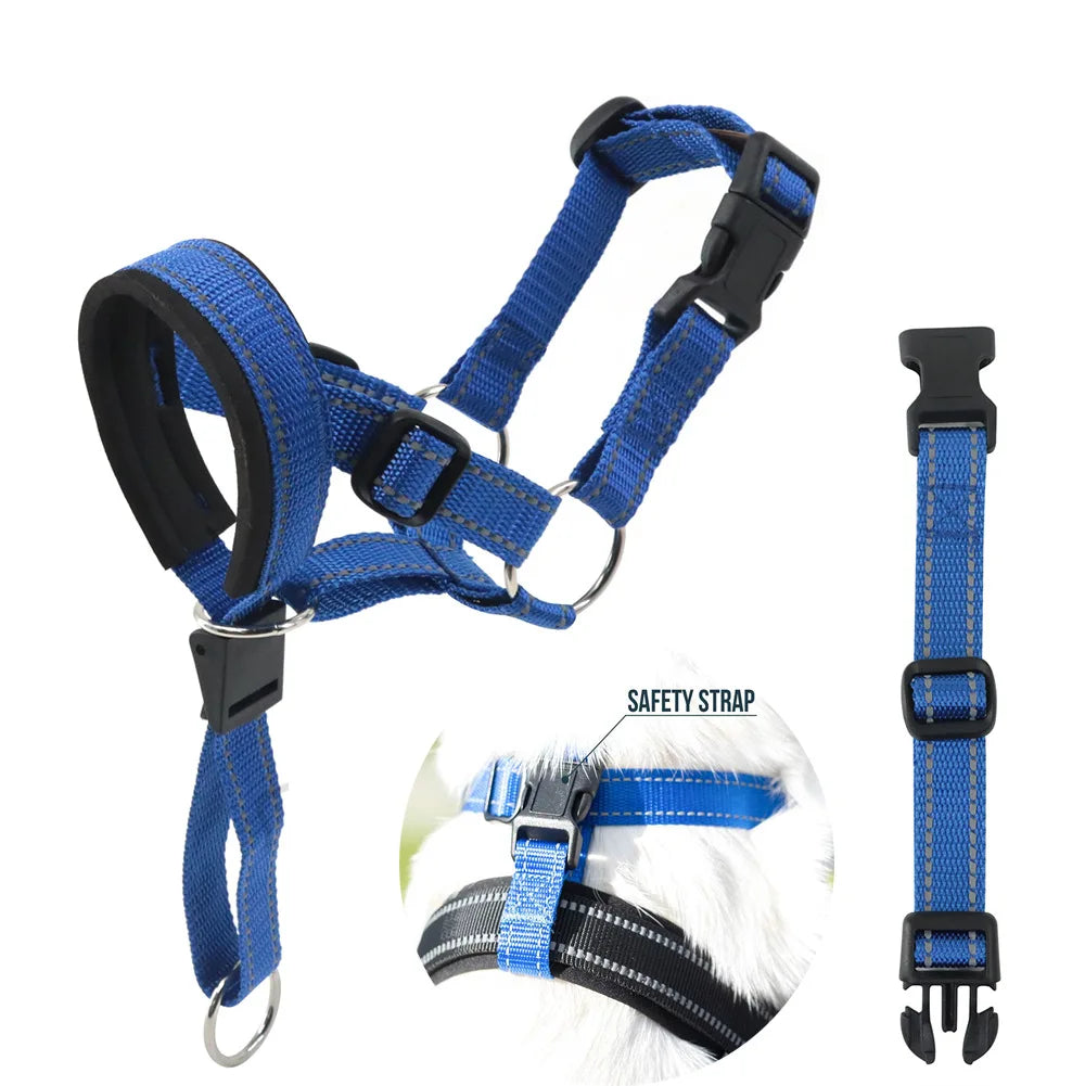Breathable Nylon Dog Muzzle – Anti-Bark & Training Collar with Reflective Strips