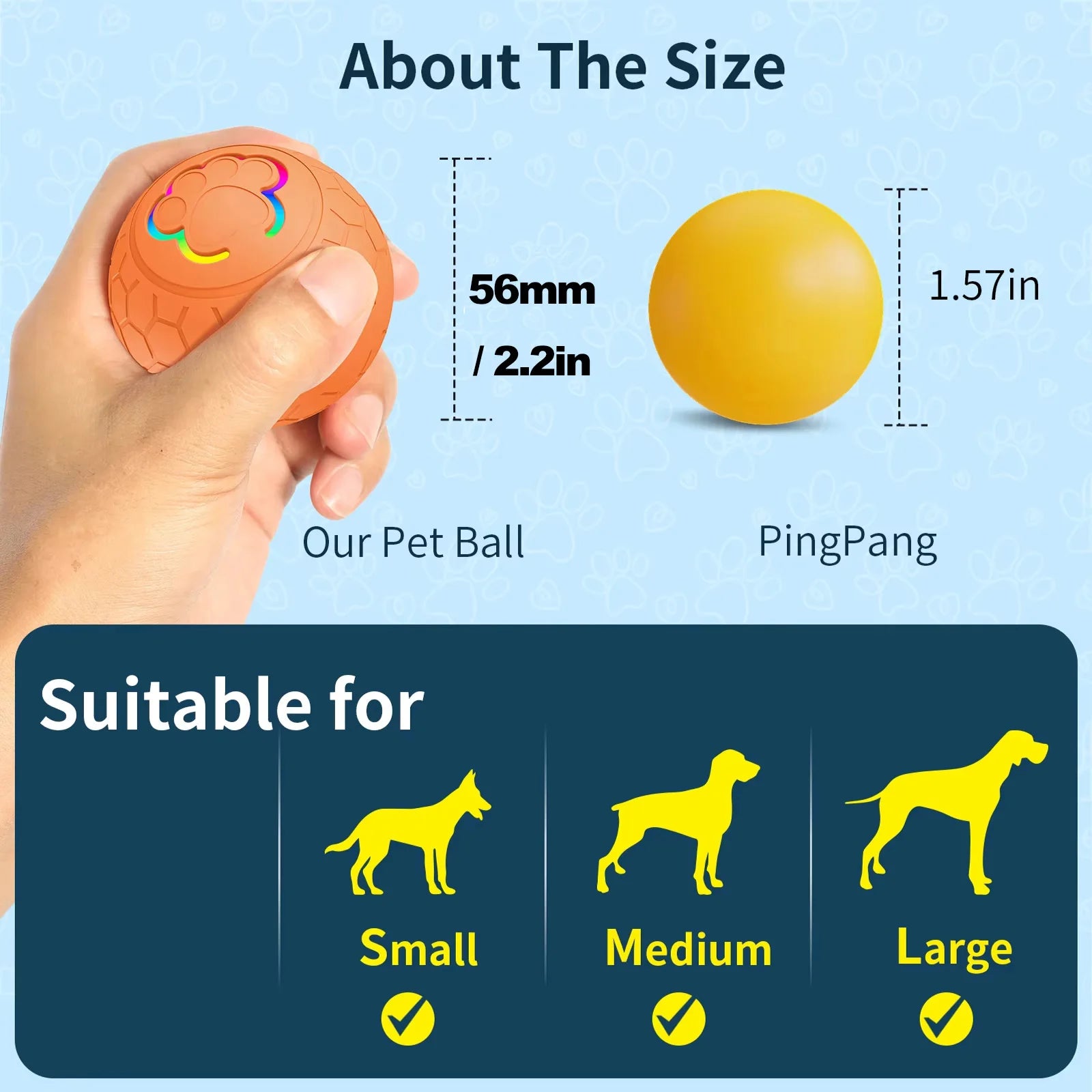 Smart Electronic Interactive Pet Toy Ball – USB Rechargeable Automatic Bouncing & Rolling Ball with RGB Lights for Dogs & Cats