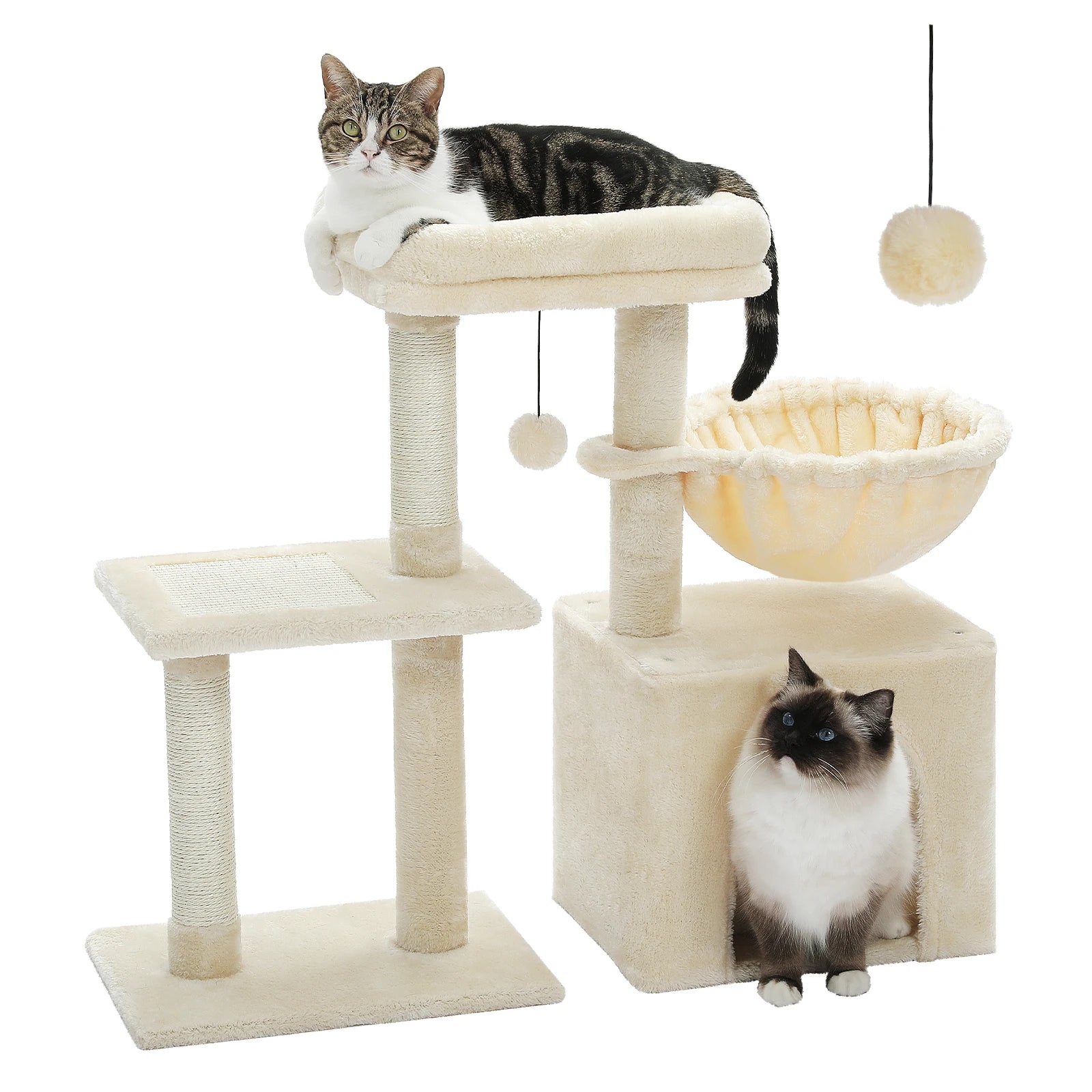 Cat Tree Tower for Indoor Cats – 2 Styles Cat Activity Center with Scratching Posts, Large Hammock & Removable Top Perch (Grey)