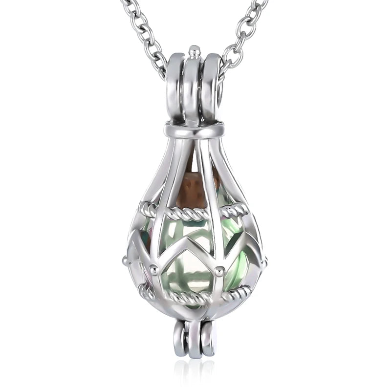 Hollow Teardrop Keepsake Urn Necklace for Ashes – Openwork Memorial Locket Pendant