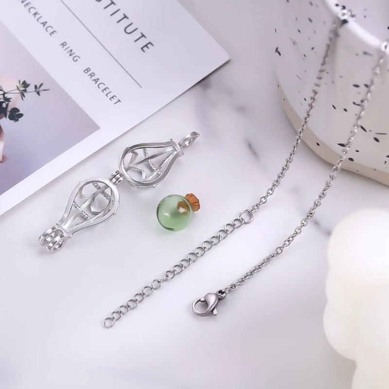 Hollow Teardrop Keepsake Urn Necklace for Ashes – Openwork Memorial Locket Pendant