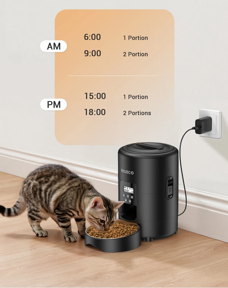 ROJECO 2L Automatic Pet Feeder – Smart Auto Dog & Cat Food Dispenser, Button Control