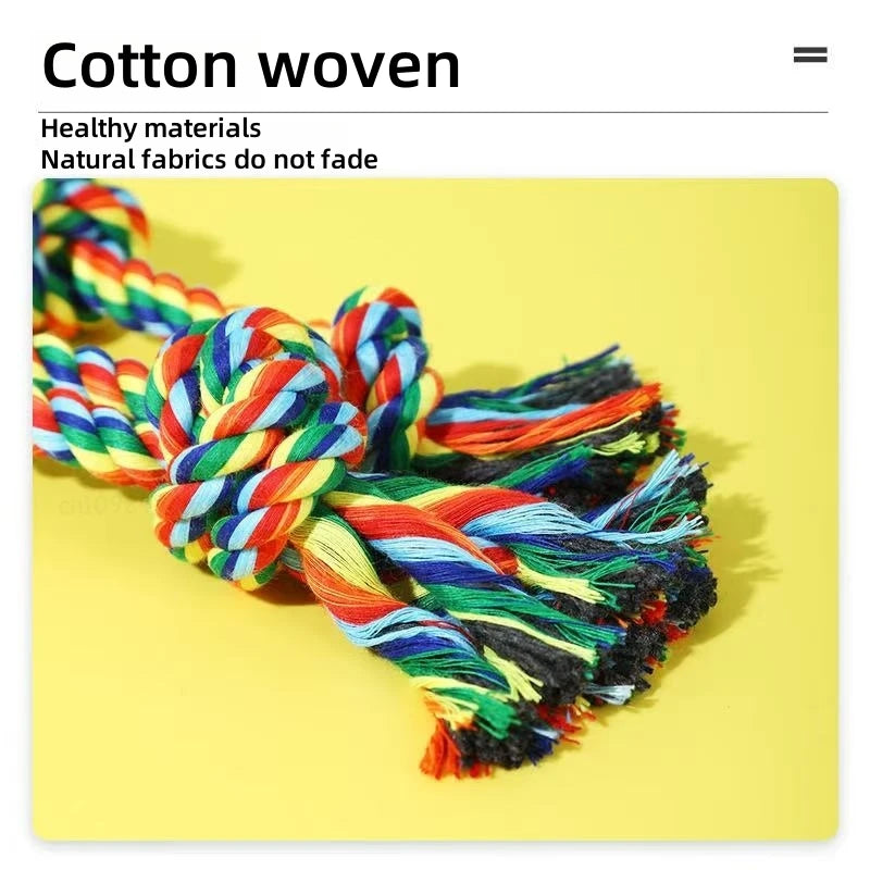 4-Piece Pet Toy Set – Cotton Bite Rope Toys for Small Dogs & Cats, Durable Double Knot Chew Toys