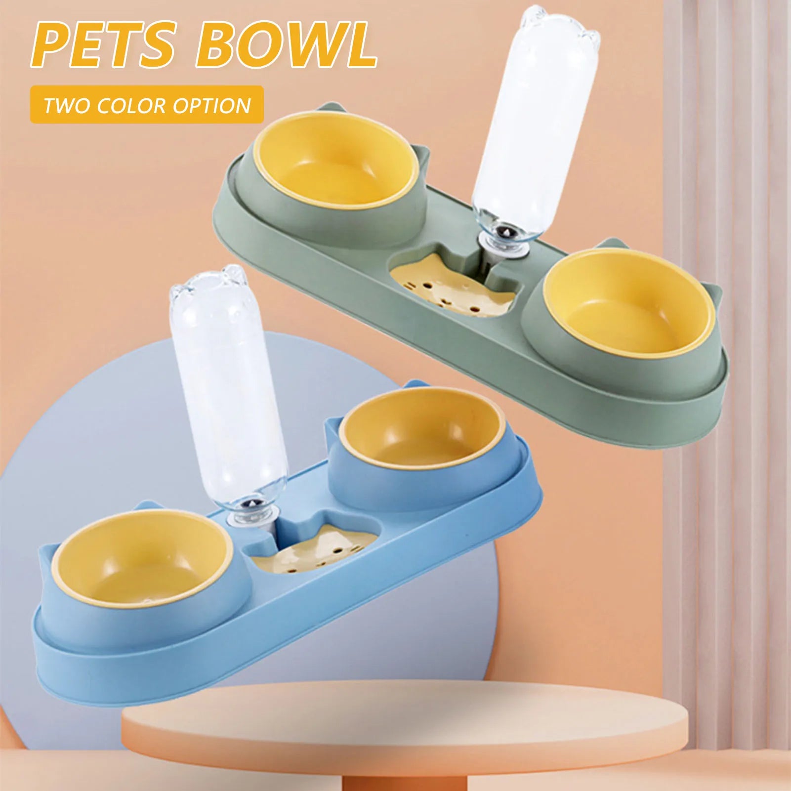 Automatic Pet Cat & Dog Feeder Bowl with Water Fountain – Double Raised Stand Dish for Cats & Small Dogs