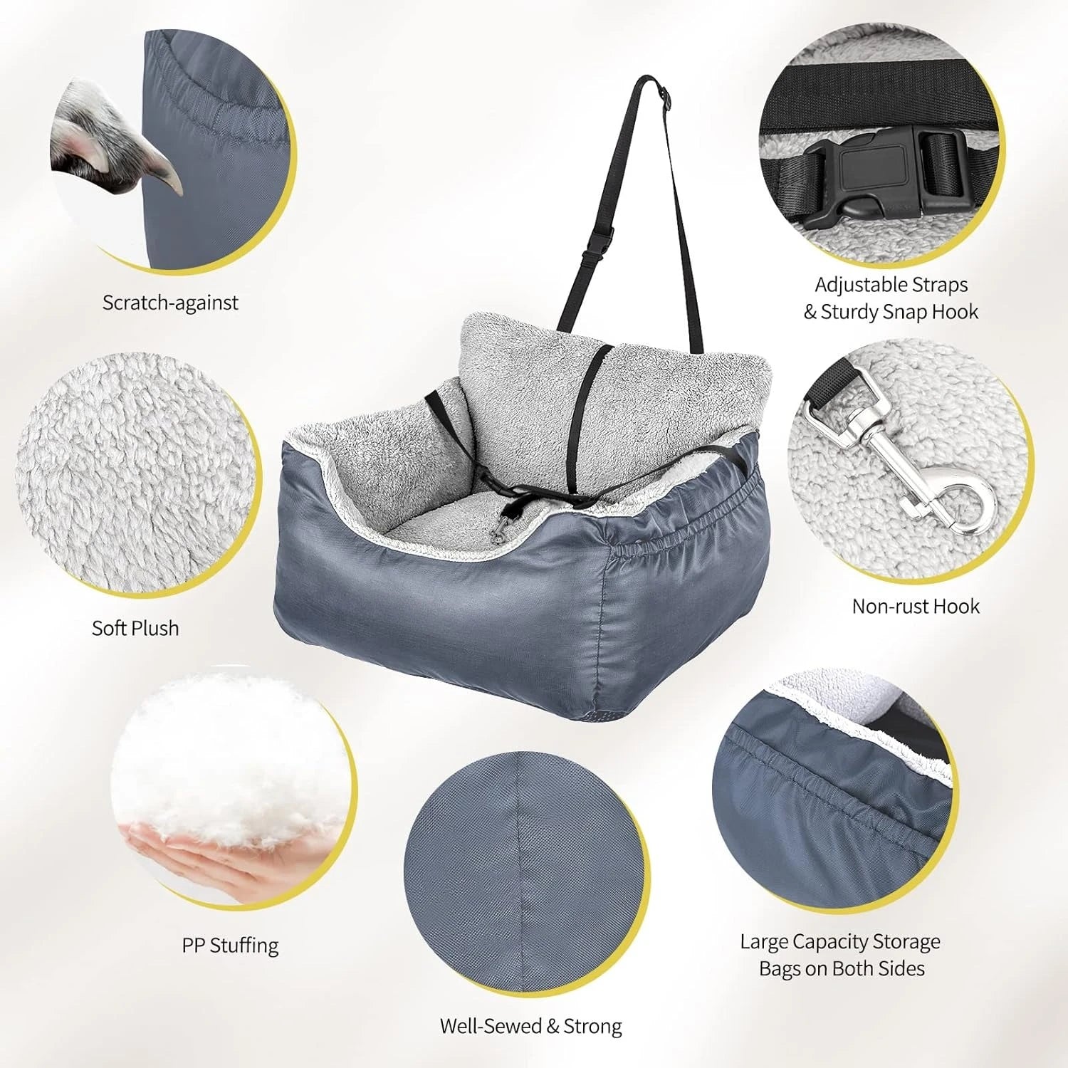 Dog Car Seat for Small Dogs – Washable Soft Booster Seat & Travel Bed | Portable Carseat for Pets Under 25 lbs