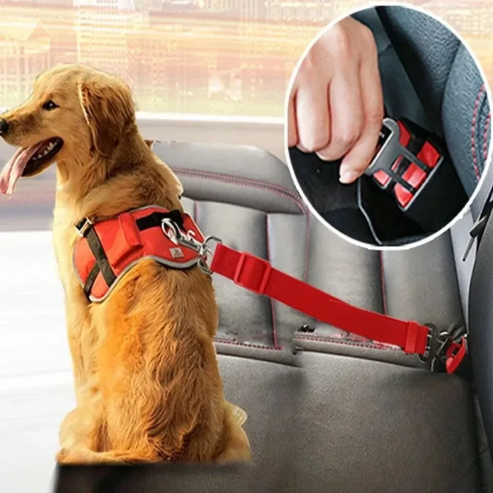 Dog Car Seat Belt – Adjustable Safety Harness Clip for Dogs & Cats