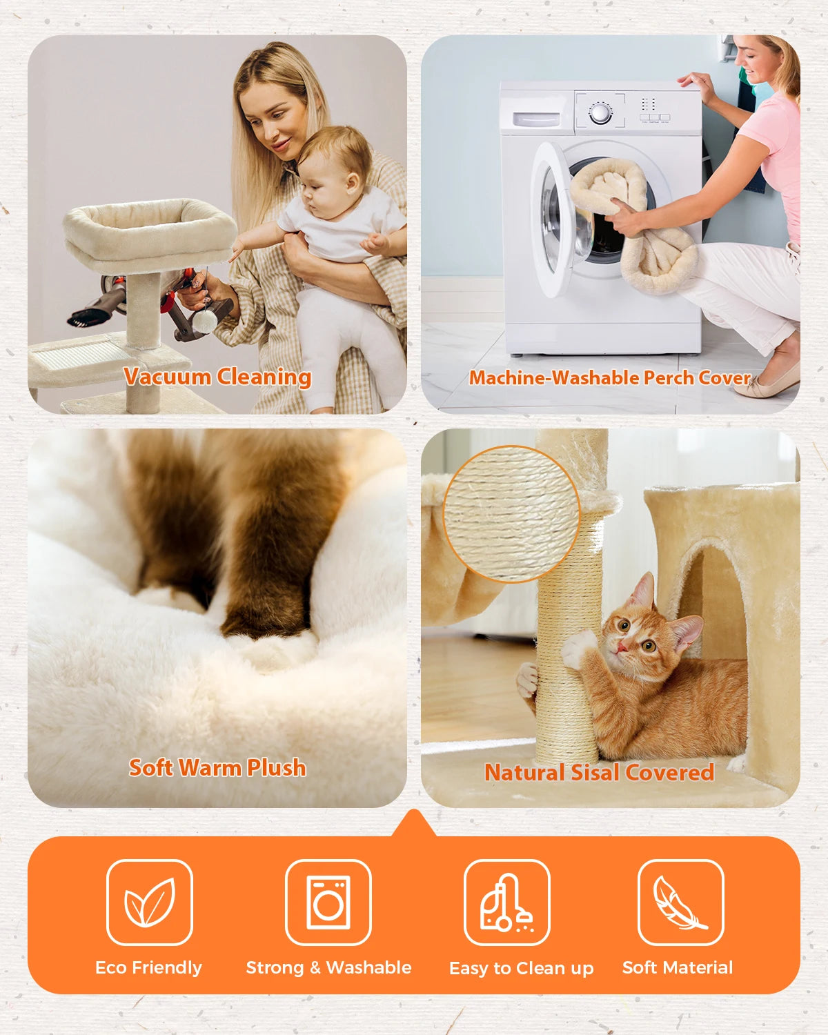 Cat Tree Tower for Indoor Cats – 2 Styles Cat Activity Center with Scratching Posts, Large Hammock & Removable Top Perch (Grey)