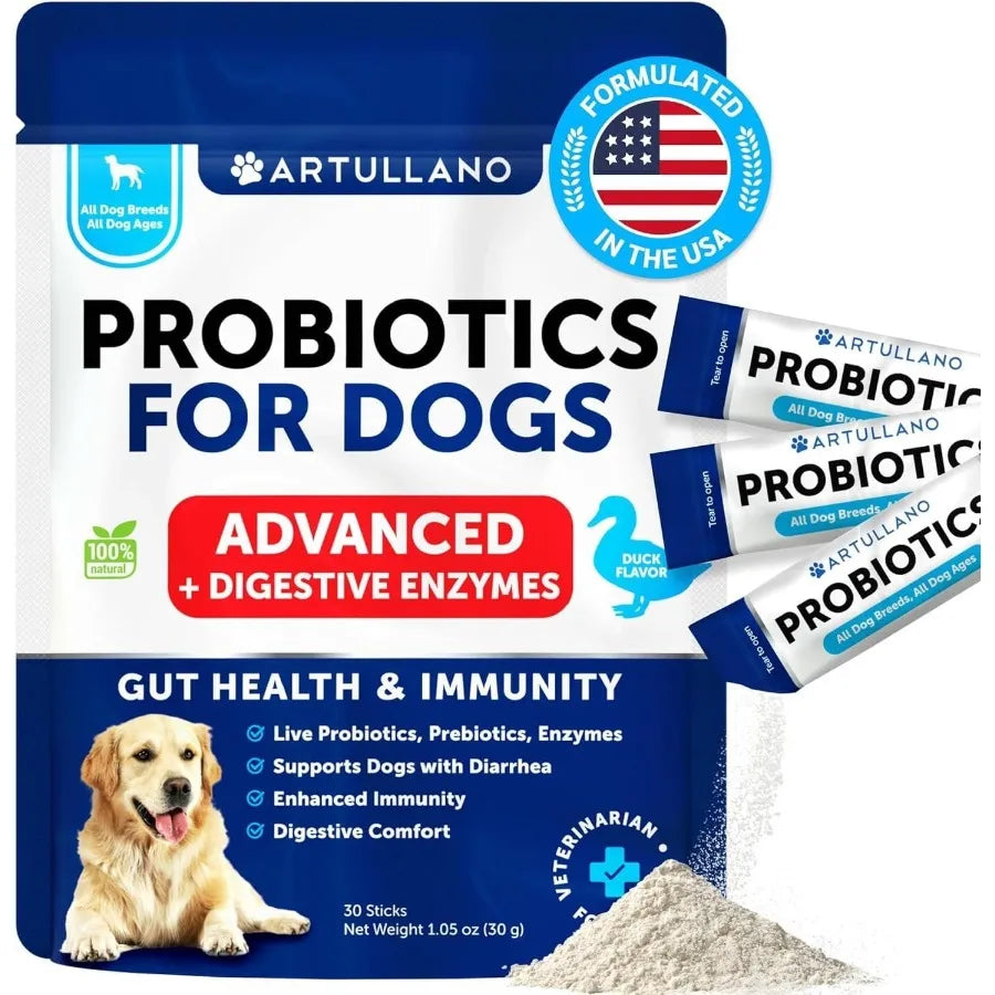 Probiotic Powder for Dogs – Gut Health, Allergy & Immunity Support – 30 Stick Packs