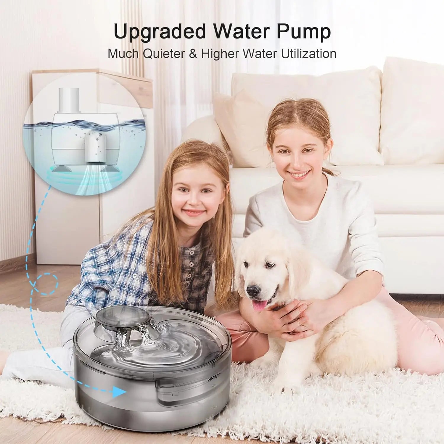 NPET DF10 Large Dog Water Fountain – 170oz / 5L Automatic Pet Water Dispenser for Dogs, Cats & Multiple Pets