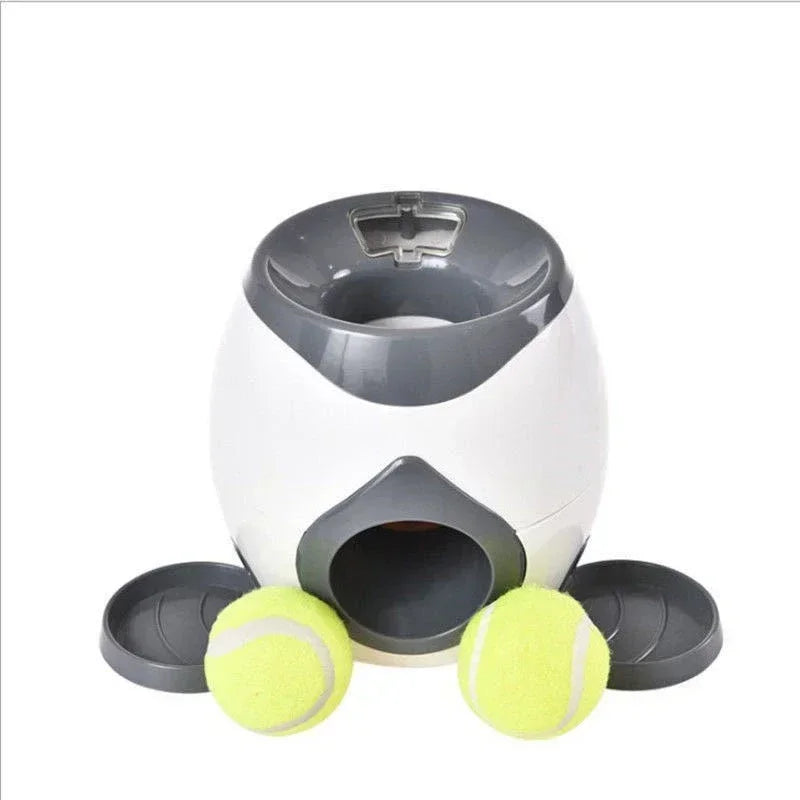 Interactive Pet Tennis Ball Launcher – Food Reward Machine & Training Toy for Dogs and Cats