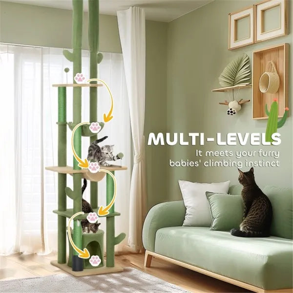 Sturdy Cat Tree with Anti-Tip Kit – Scratching Posts & Grooming Features