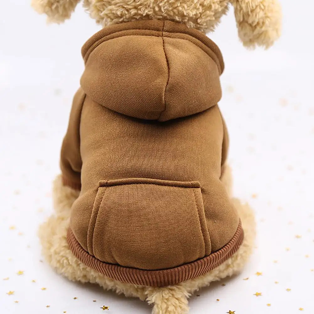 Puppy Pet Hooded Sweatshirt – Two-Legged Autumn/Winter Outfit with Pocket for Cats & Dogs