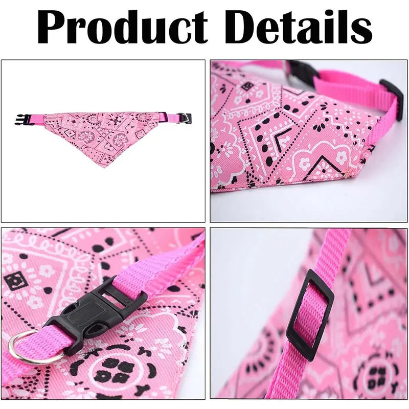 Adjustable Cotton Plaid Dog Bandana – Washable Pet Scarf with Bowtie Collar for Large Dogs & Cats
