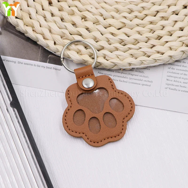 Leather Pet Hair Keepsake Keychain – Handmade Memorial Paw Charm for Dog & Cat Remembrance