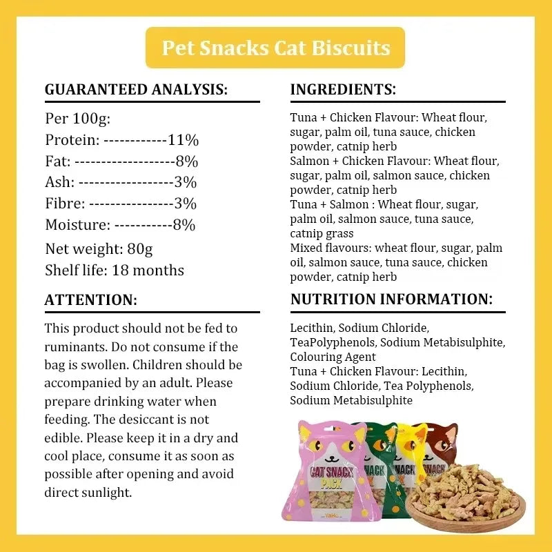 Crispy Cat Biscuits – Salmon, Chicken & Tuna Variety with Catnip