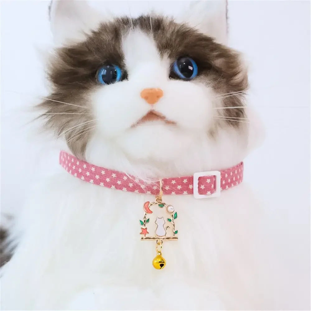 Adjustable Breakaway Kitten Collar with Pendant – Safe and Stylish for Cats and Puppies