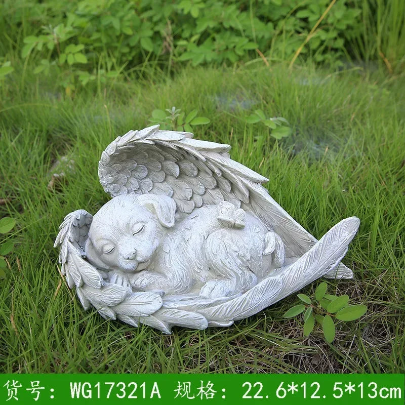 Personalized Pet Memorial Stone – Angel Dog or Cat Resin Tombstone Ornament