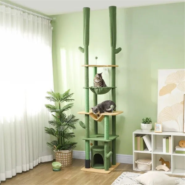 Sturdy Cat Tree with Anti-Tip Kit – Scratching Posts & Grooming Features