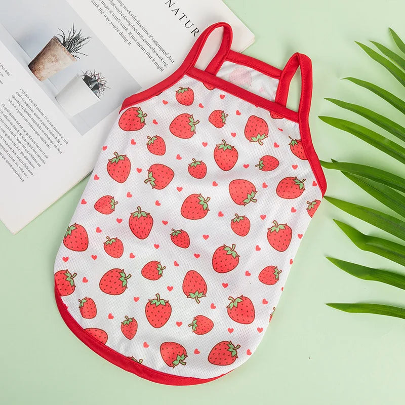 Ultra-Thin Summer Cooling Vest for Dogs & Cats – Breathable Fruit Print Pet T-Shirt (XS–XXL)