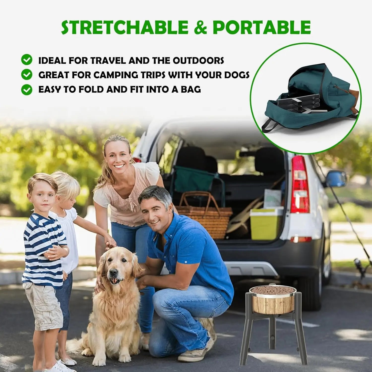 Adjustable Elevated Dog Bowl Stand – 3 Heights for Large Dogs (Bowls Not Included)