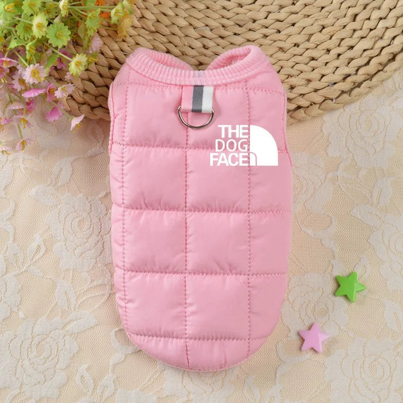 Designer Trendy Winter Dog Coat – Warm Pet Jacket with 3D Logo for Small & Medium Dogs