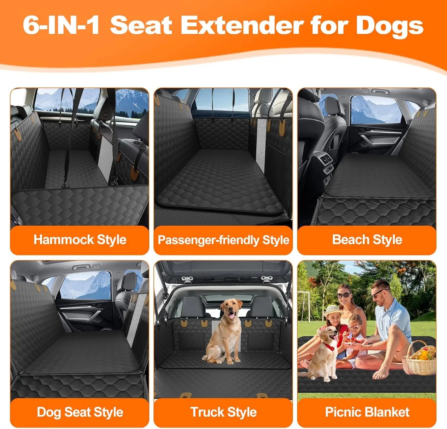 Waterproof Foldable Dog Car Seat – Pet Travel Safety Hammock & Trunk Mat | Back Seat Protector for Cars, SUVs & Trucks