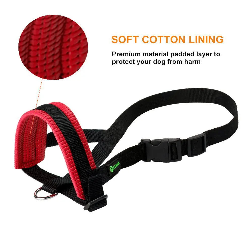 Breathable Nylon Dog Muzzle Set – Anti-Bark Training Collar with Striped Design for Summer Use