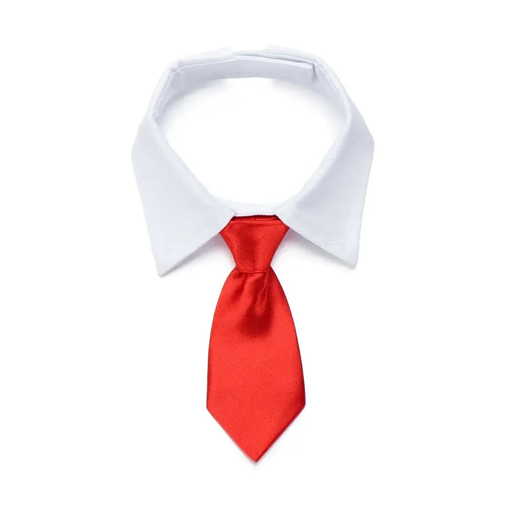 Formal Pet Tuxedo Necktie – Black & Red Bow Tie Collar for Dogs and Cats