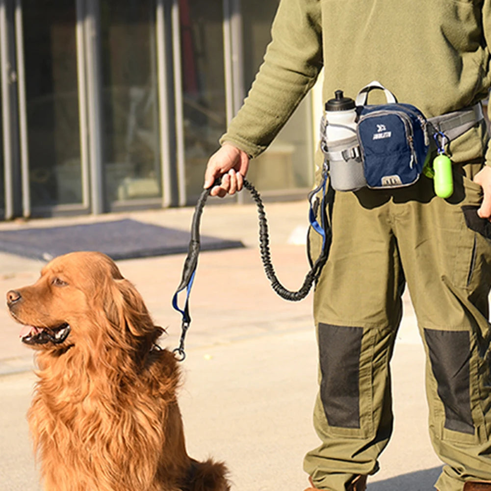 Retractable Hands-Free Dog Leash with Waist Bag – Adjustable Belt & Bottle Holder