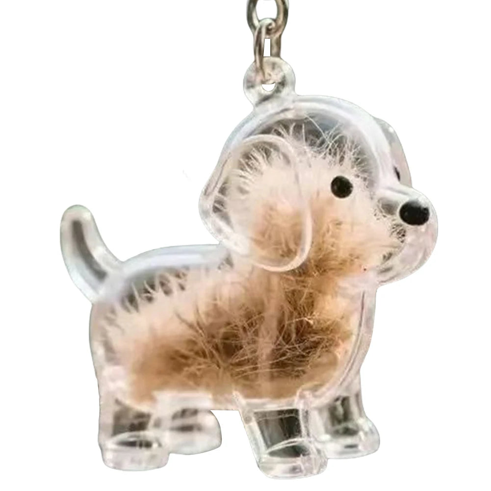 Dog Fur Keepsake Capsule Keychain – Transparent Memorial Charm Pendant for Pet Hair Storage & Remembrance Gifts