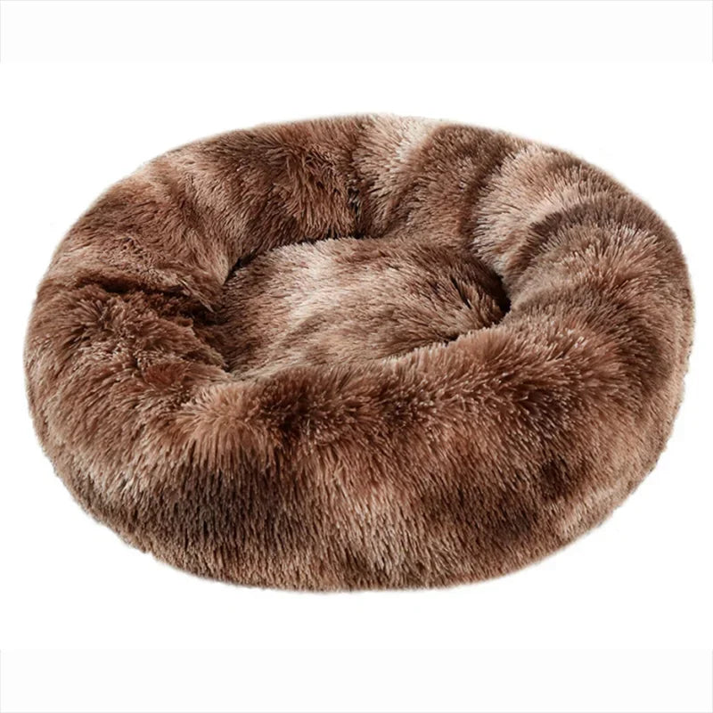 Round Plush Pet Bed – 40–90cm Super Soft Dog & Cat Bed, Winter Warm Sleeping Nest