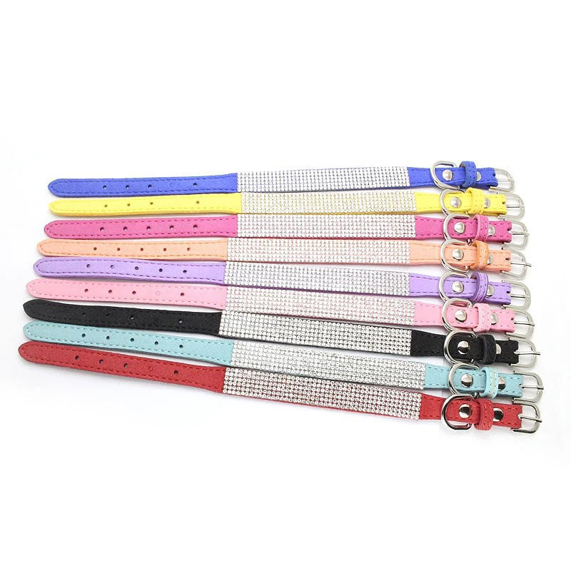 Crystal Glitter Rhinestone Dog Collar – Sparkling Pet Collar with Zinc Alloy Buckle for Small & Medium Dogs and Cats