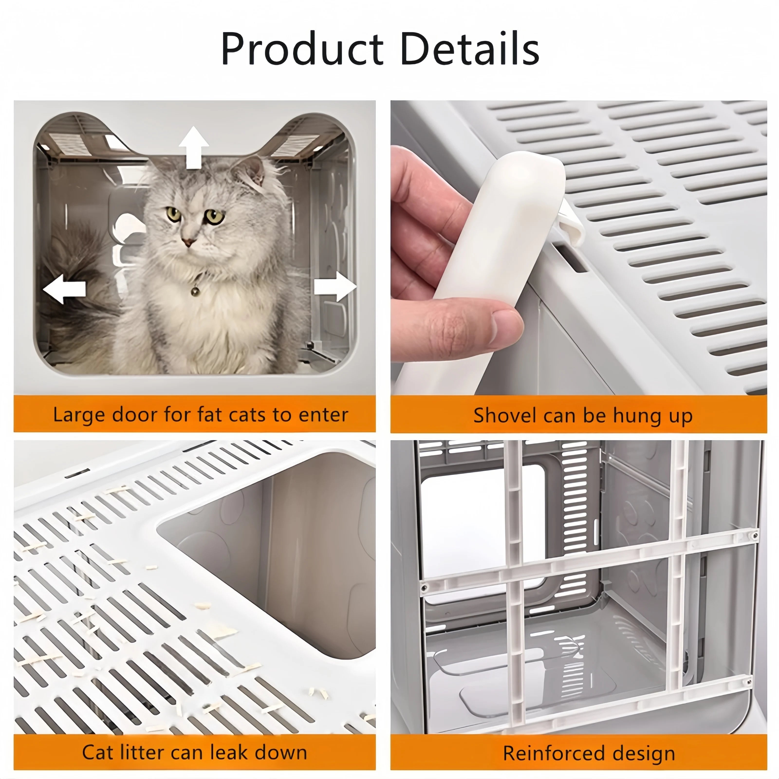 Convenient Foldable Cat Litter Box – Drawer-Style Design with Scooper for Easy Waste Management