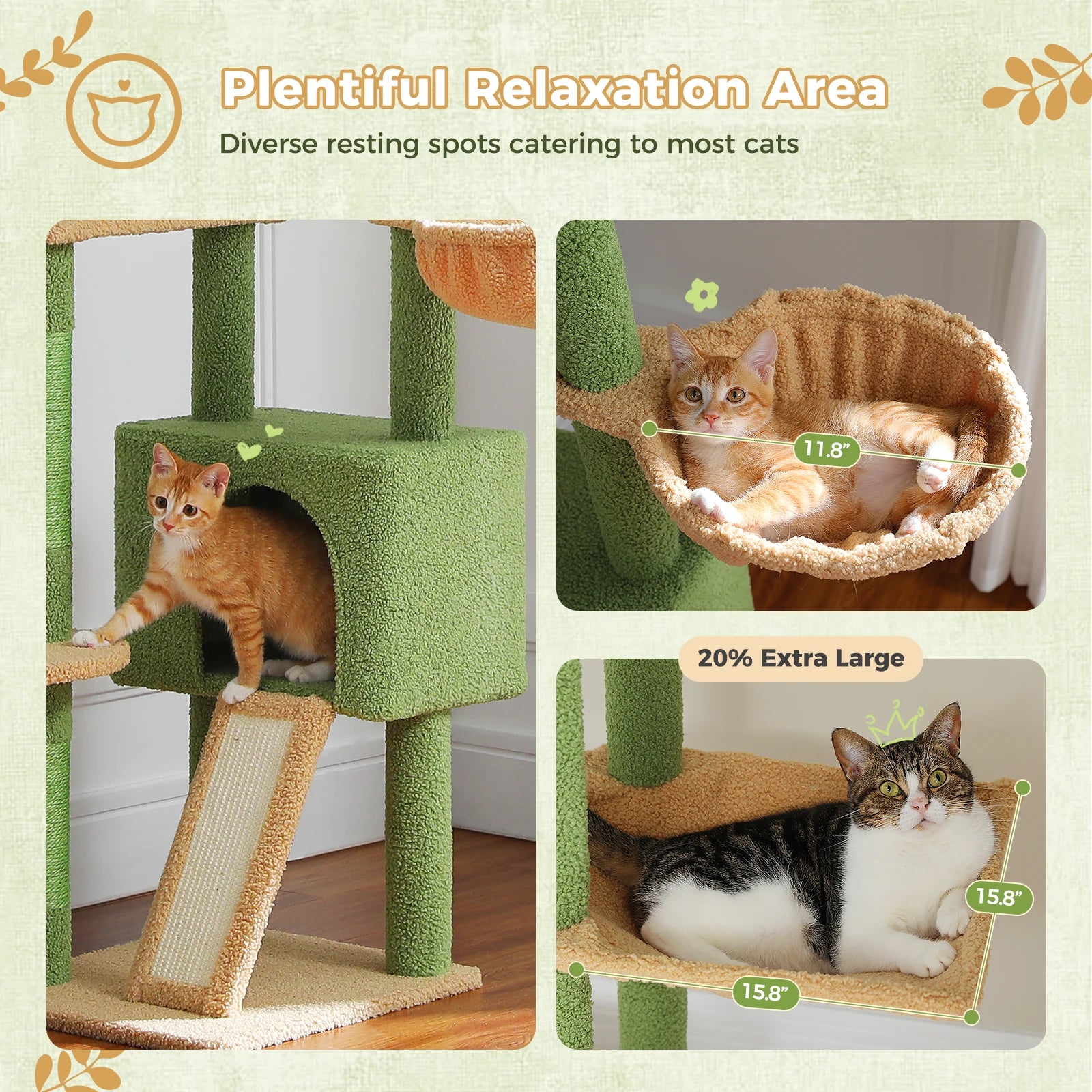Adjustable Floor-to-Ceiling Cat Tree Tower – Tall Indoor Cat Furniture with Hammock, Cozy Condo & Sisal Scratching Posts