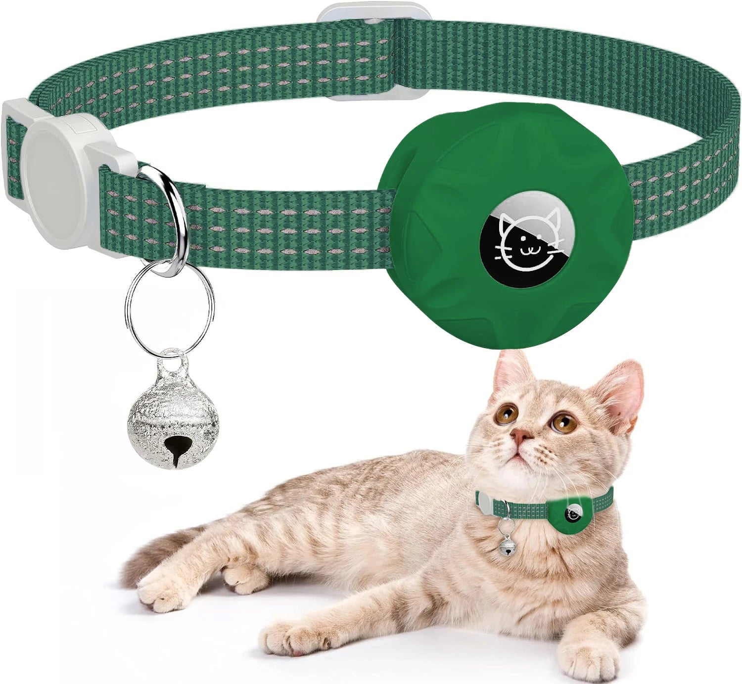 Apple AirTag Cat Collar – Adjustable Reflective GPS Kitten Collar with AirTag Holder & Bell for Boy & Girl Cats