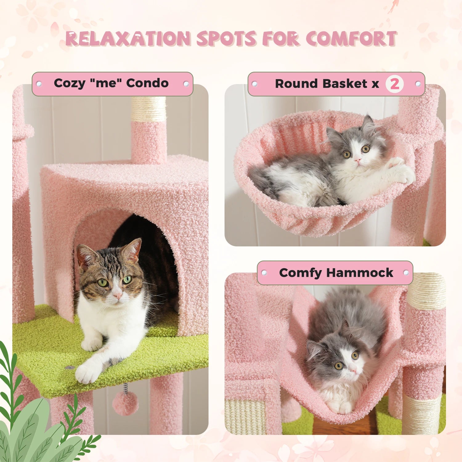 Adjustable Floor-to-Ceiling Cat Tree Tower – Tall Indoor Cat Furniture with Hammock, Cozy Condo & Sisal Scratching Posts
