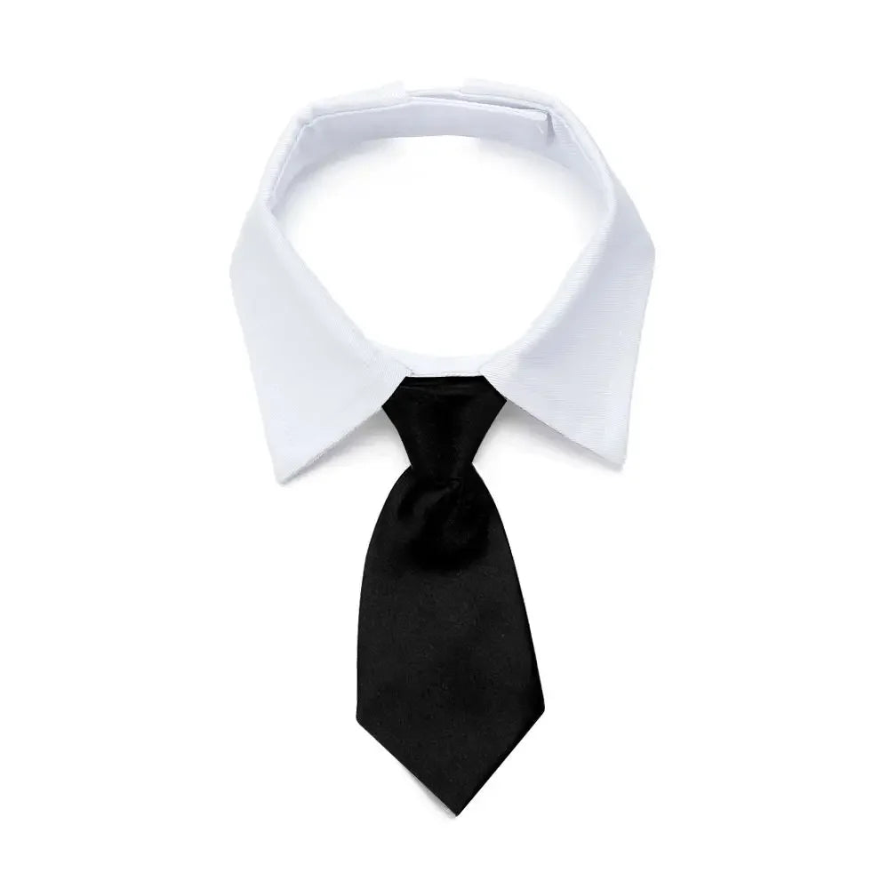 Formal Pet Tuxedo Necktie – Black & Red Bow Tie Collar for Dogs and Cats