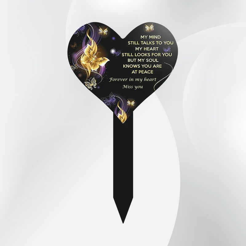 Acrylic Heart-Shaped Memorial Marker – Cemetery Tombstone Decoration for Relatives, Friends & Pets